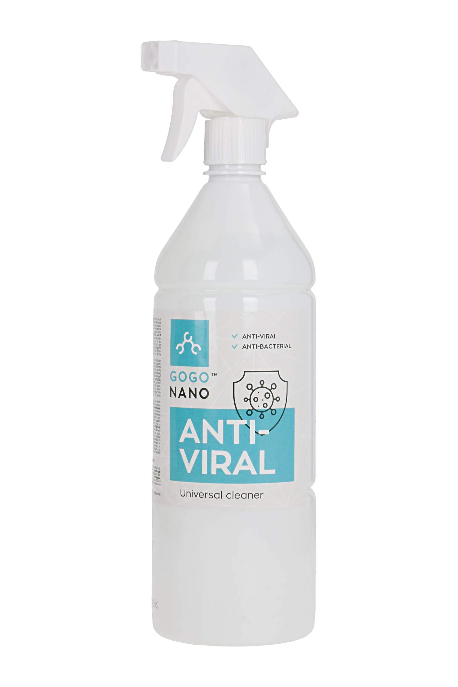 GoGoNano Anti-Viral Sustainable 2-in-1 deep cleaner and disinfectant, 1L spray bottle